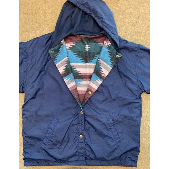 Braetan Jacket Womens One Size Southwest Aztec Reversible Nylon Flannel Hooded - Picture 3 of 10